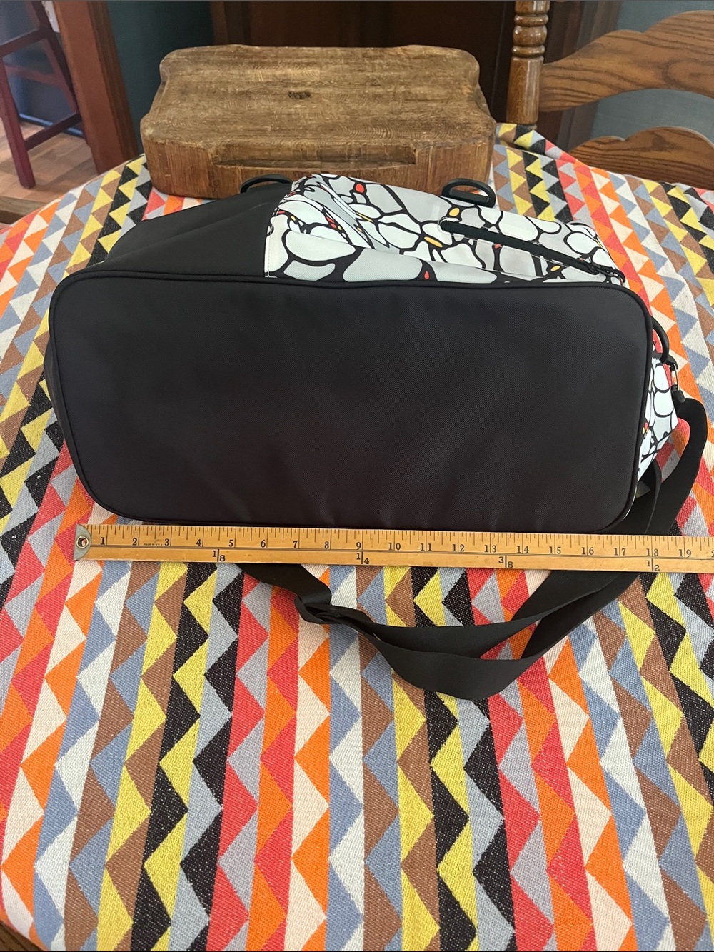 Sherpani Black & White Floral-Pattern Duffel with Subtle Red and Yellow Accents - Picture 9 of 11
